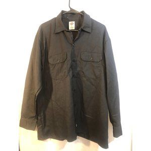 Dickies Work Shirt Long Sleeve LARGE Black Polyester/Cotton NWOT Button Down